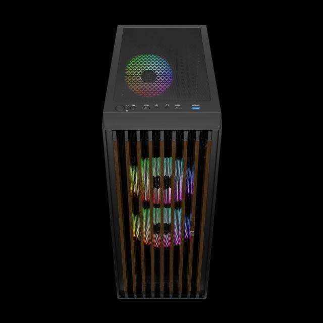 Кутия Gamdias AURA GC4 ELITE, Addressable RGB, Wood, Middle Tower, 1 x USB 3.0, 2 x USB 2.0,  1 x HD Audio, RGB button, ATX, mATX, Mini-ITX