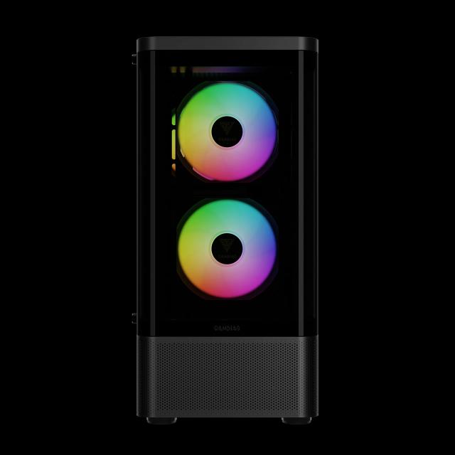 Кутия Gamdias TALOS E3 CG A-RGB, Curved Glass BK, Middle Tower, 1 x USB 3.0, 2 x USB 2.0, 1 x HD Audio, RGB button, ATX, mATX, Mini-ITX