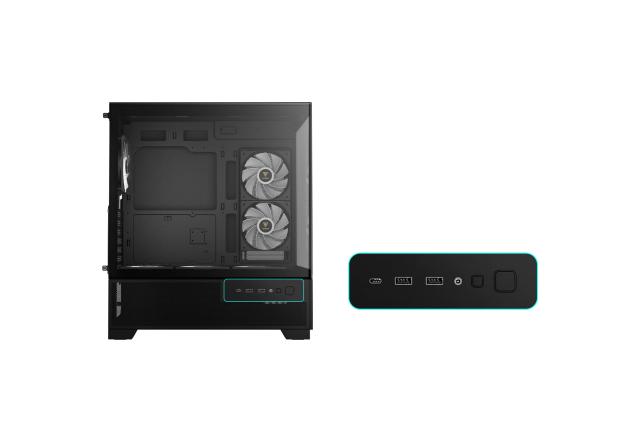 Кутия Gamdias AURA GC12 ARGB BK, Middle Tower, 1 x USB Type-C, 2 x USB 2.0, 1 x HD Audio, ATX, mATX, Mini-ITX
