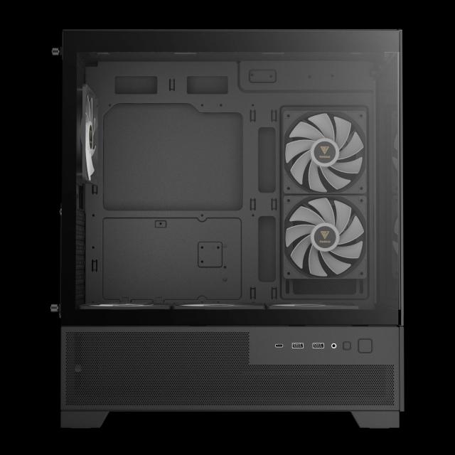 Кутия Gamdias AURA GC12 ARGB BK, Middle Tower, 1 x USB Type-C, 2 x USB 2.0, 1 x HD Audio, ATX, mATX, Mini-ITX