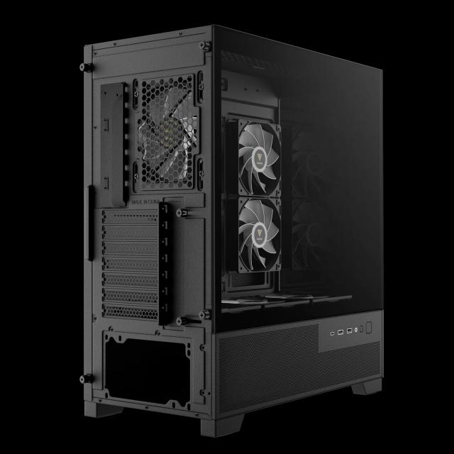 Кутия Gamdias AURA GC12 ARGB BK, Middle Tower, 1 x USB Type-C, 2 x USB 2.0, 1 x HD Audio, ATX, mATX, Mini-ITX