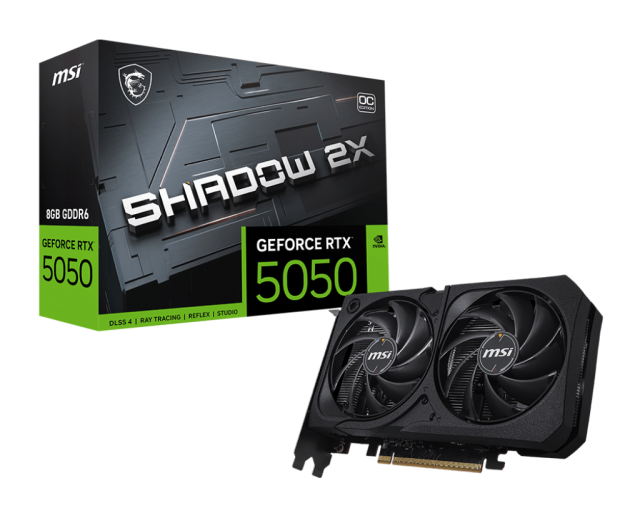 Видео карта MSI nVIDIA GeForce RTX5050 SHADOW 2X OC 8GB GDDR6, 128-bit, HDMI, 3x DP