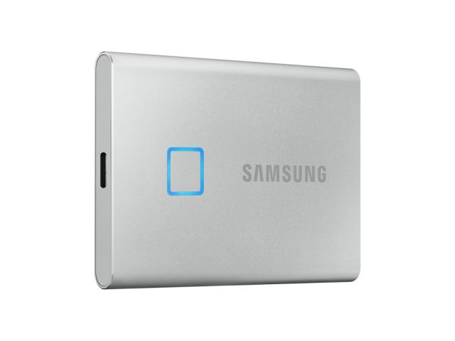 Твърд диск Samsung Portable SSD T7 Touch 500GB, USB 3.2, Fingerprint, Read 1050 MB/s Write 1000 MB/s, Silver
