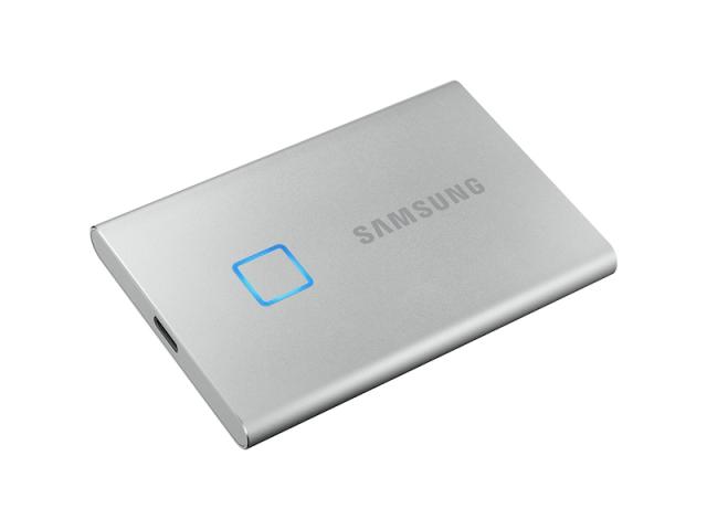 Твърд диск Samsung Portable SSD T7 Touch 500GB, USB 3.2, Fingerprint, Read 1050 MB/s Write 1000 MB/s, Silver
