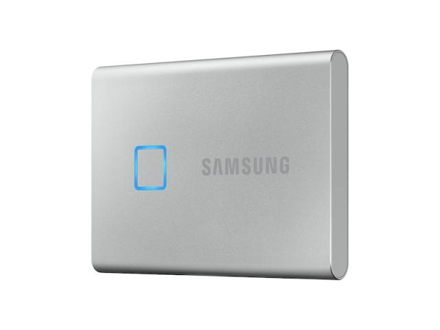 Твърд диск Samsung Portable SSD T7 Touch 2TB, USB 3.2, Fingerprint, Read 1050 MB/s Write 1000 MB/s, Silver