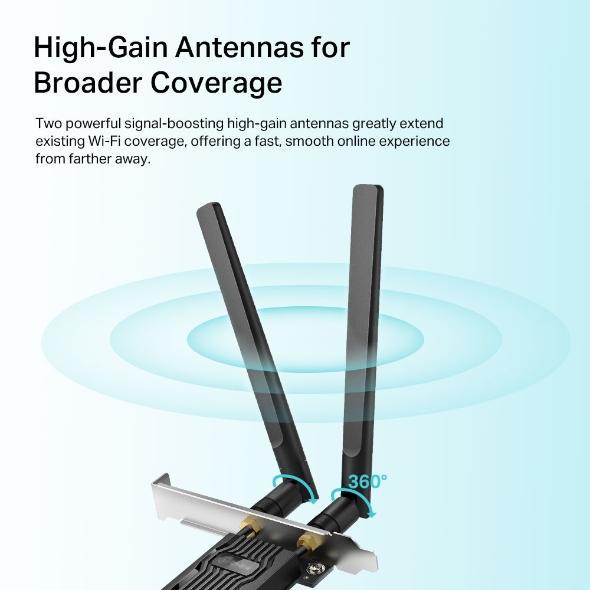 Безжична мрежова карта TP-Link Archer TX20E, 1800Mbps, Wireless AX, 2.4GHz (574Mbps)/5GHz (1201Mbps), PCIe, Bluetooth 5.2