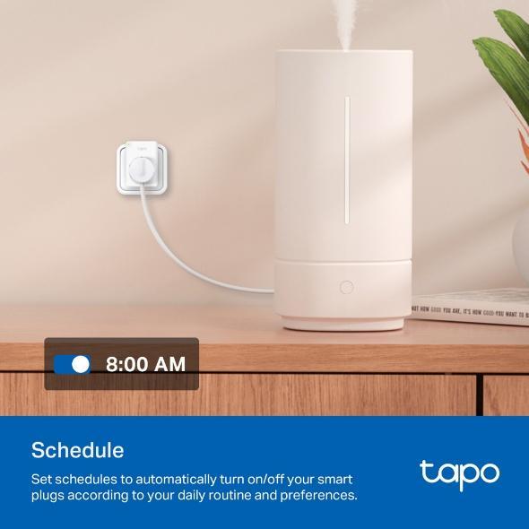 Смарт контакт TP-LINK TAPO P100, 10A, 2300W, 2.4Ghz, задаване на график, таймер