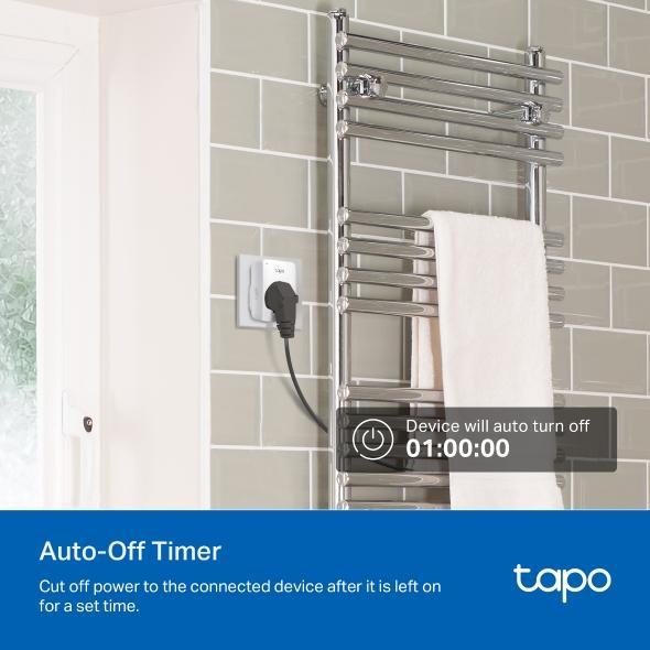 Смарт контакт TP-LINK TAPO P100, 10A, 2300W, 2.4Ghz, задаване на график, таймер