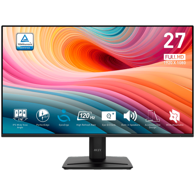 Монитор MSI PRO MP275 E2 Professional Business, 27.0" (68.58 cm) FHD IPS Anti-glare Display, 1ms (MPRT) / 4ms (GTG), 300nits, 120Hz, 1500:1, VGA, HDMI, DP