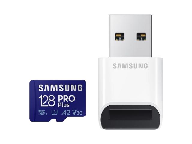 Памет Samsung 128GB Micro SD PRO Plus + Reader, Class10, Read 160MB/s - Write 120MB/s