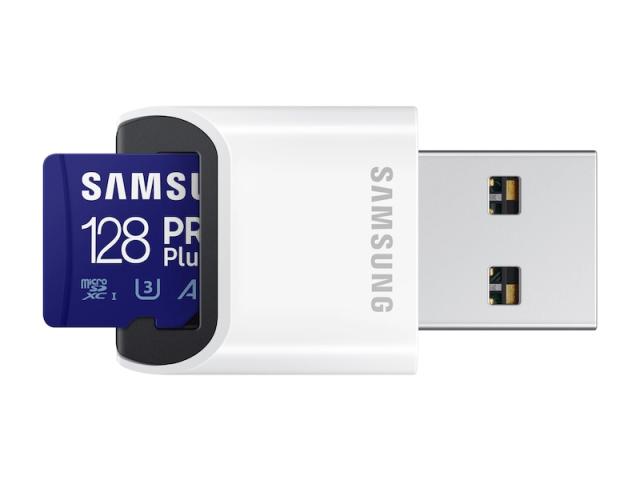 Памет Samsung 128GB Micro SD PRO Plus + Reader, Class10, Read 160MB/s - Write 120MB/s