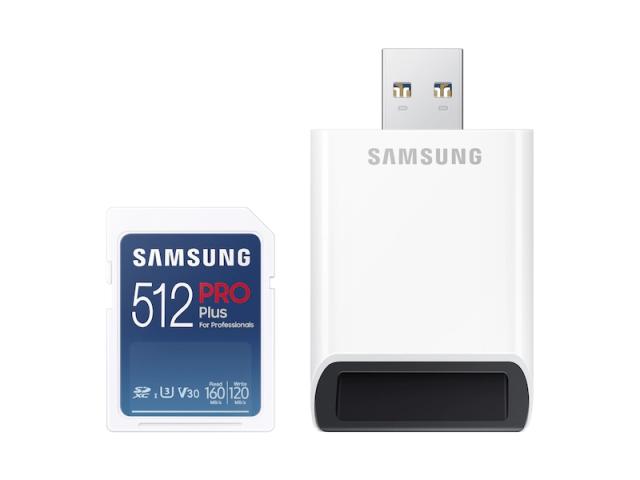 Памет Samsung 512GB SD PRO Plus + Reader, Class10, Read 160MB/s - Write 120MB/s