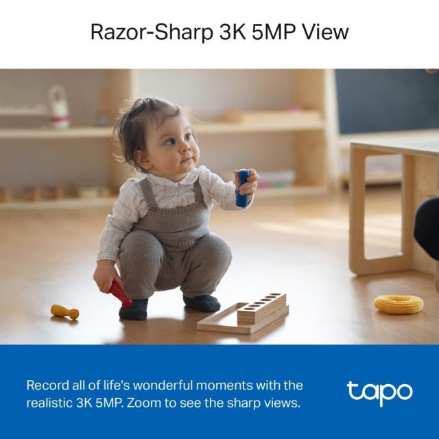 IP камера TP-Link Tapo C230, H.264, 3K 5MP (2880×1620 px), IR осветленост (до 12m), куполна Pan/Tilt камери, Wi-Fi, аудио, Micro SD слот до 512 GB, AI проследяване