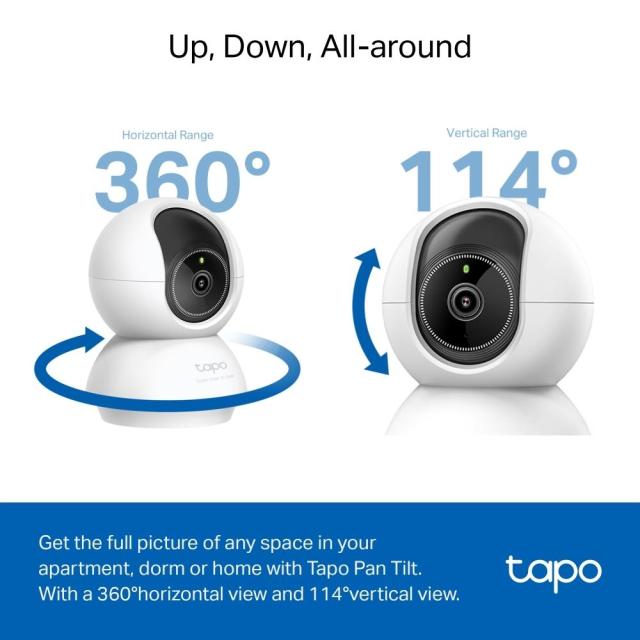 IP камера TP-Link Tapo C230, H.264, 3K 5MP (2880×1620 px), IR осветленост (до 12m), куполна Pan/Tilt камери, Wi-Fi, аудио, Micro SD слот до 512 GB, AI проследяване