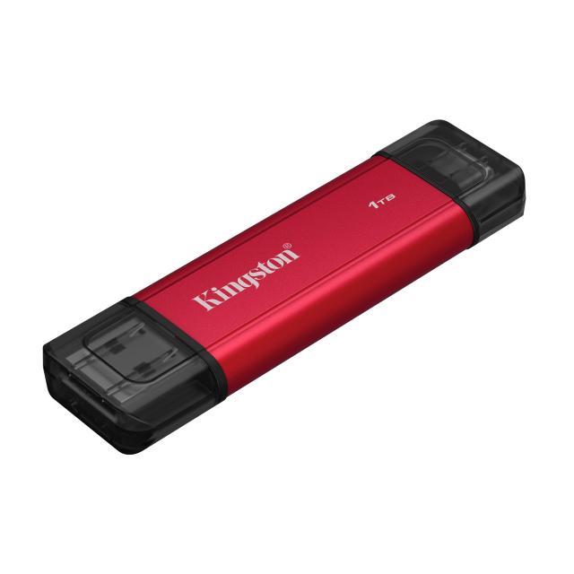 Външен SSD Kingston 1TB, Dual USB-A/C 3.2 Gen 2, Black/Red