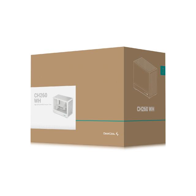 Кутия за компютър DeepCool CH260 WH, Mini Tower, 2x USB 3.0, 1x USB Type-C 3.2, 1x Audio, Mini-ITX / mATX
