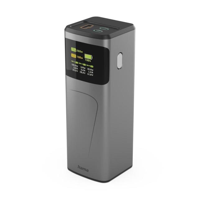 Външна батерия HAMA „High Power“, 24 000 mAh, 200 W, 2x USB-C, USB-A, бързо зареждане