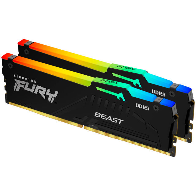 Памет Kingston FURY Beast Black RGB 64GB (2x32GB) DDR5 5600MHz,CL36, 1.25V