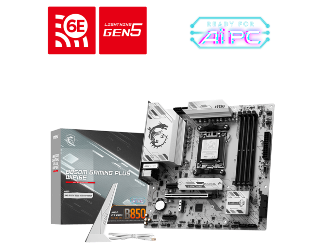Дънна платка MSI B850M GAMING PLUS WIFI6E, AM5, 4 x DDR5, 2 x M.2, 4 x SATA, HDMI, DP, mATX