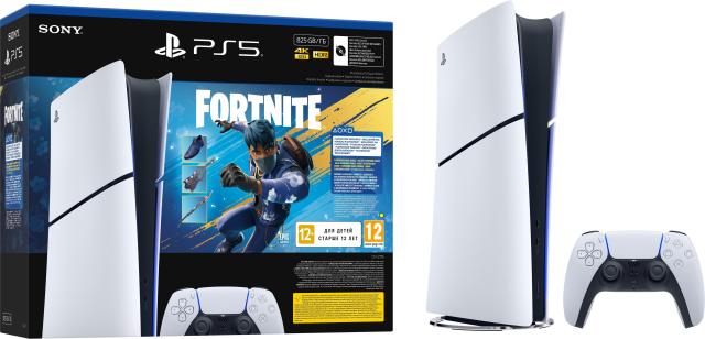 Конзола Sony PlayStation 5 Slim + Fortnite Flowering Chaos, AMD Ryzen Zen 2, 16GB GDDR6, 1TB M.2 NVMe SSD, Wi-Fi 6, Bluetooth 5.1, Gigabit Ethernet 