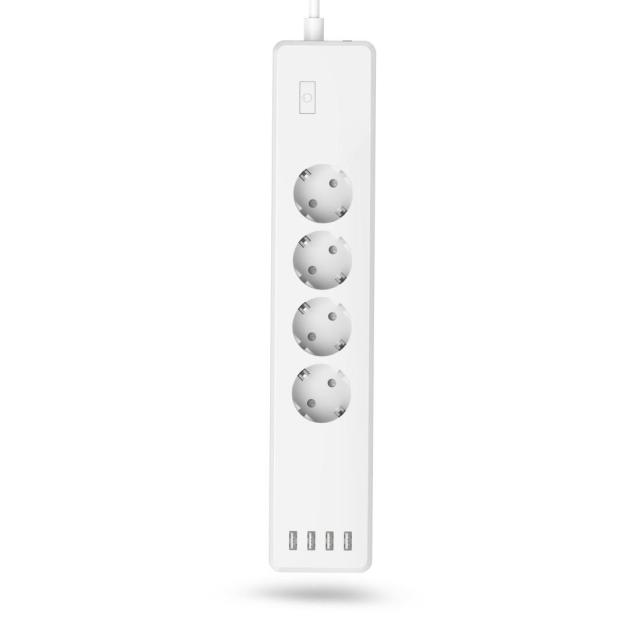 Смарт разклонител HAMA Wi-Fi  2.4Ghz, 4 гнезда, 4xUSB, 1.7 m, бял