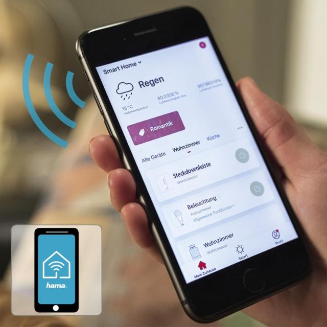 Смарт разклонител HAMA Wi-Fi  2.4Ghz, 4 гнезда, 4xUSB, 1.7 m, бял