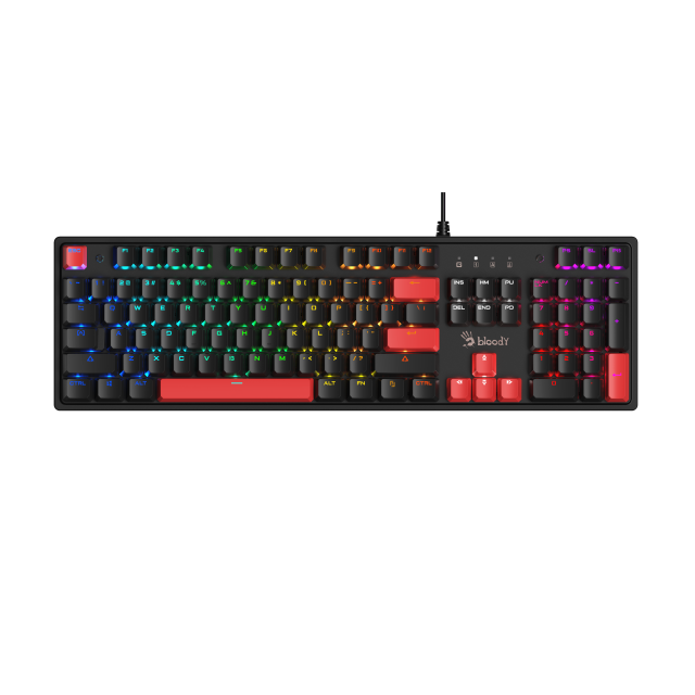 Геймърска механична клавиатура A4tech Bloody S520N Fire, Red Plus Switch, Black, USB