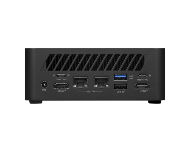 Компютър MSI Cubi Z AI 8M-006BEU, AMD Ryzen 7 8845HS 8C (3.8 / 5.1 GHz, 16MB Cache), AMD Radeon 780M, no RAM (DDR5 SODIMM), no Storage (M.2 SSD), Free DOS