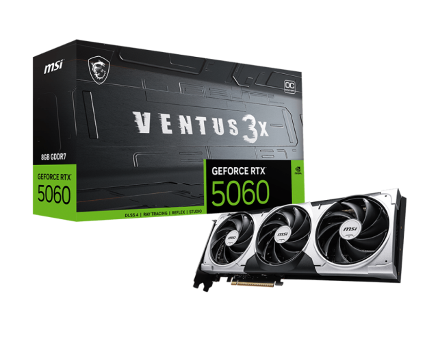 Видео карта MSI nVIDIA GeForce RTX 5060 VENTUS 3X  OC 8GB GDDR7, 128-bit, HDMI, 3x DP