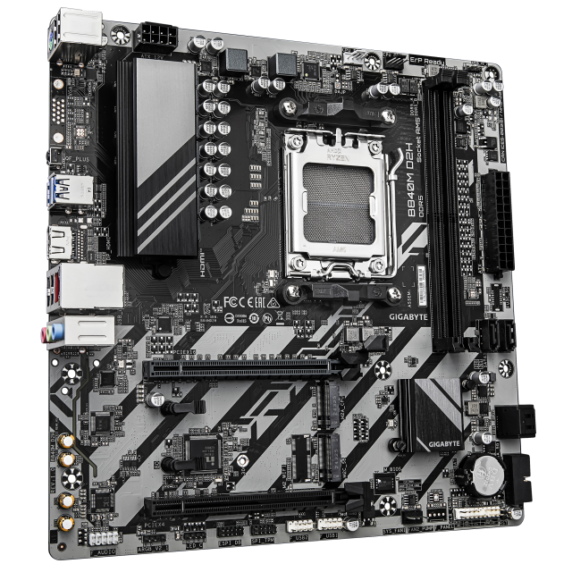 Дънна платка GIGABYTE B840M D2H, AM5, 2x DDR5, 2x M.2, 4x SATA 6Gb/s, HDMI, Micro ATX