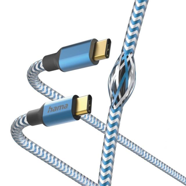 Кабел HAMA "Relfective" USB Type-C към USB Type-C, 1.5м, 480Mb/s, син