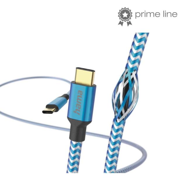 Кабел HAMA "Relfective" USB Type-C към USB Type-C, 1.5м, 480Mb/s, син