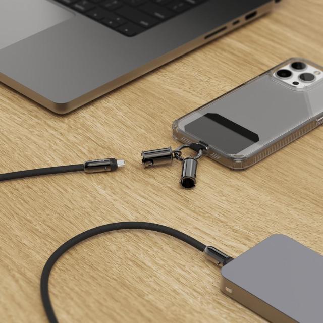 Кабел Hama за зареждане, 2 в 1 с връзка за телефон, USB Type-C към USB Type-C, 1.2 m, черен