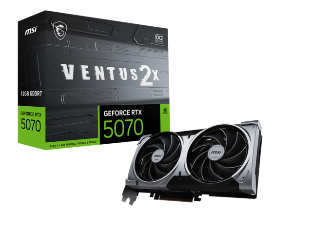 Видео карта MSI NVIDIA GeForce RTX 5070 VENTUS 2X OC, 12GB GDDR7, 192-bit, HDMI, DP