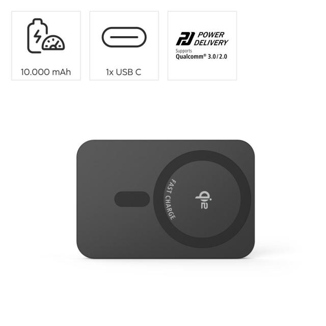 Външна батерия HAMA Qi2, 10 000mAh, Безжично зареждане/USB Type-C
