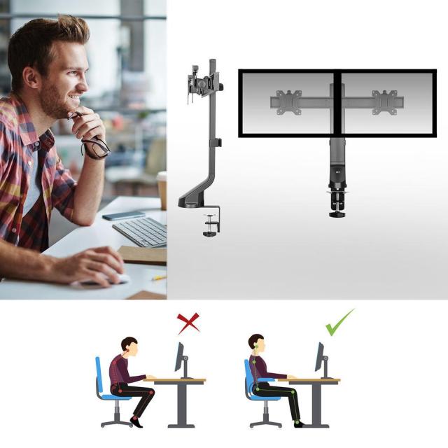 Стойка за 2 бр мониторa EWENT ACT AC8322 27" (68.6 cm) с регулиране на височината