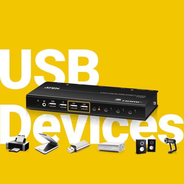 KVM Суич ATEN CS784H, USB, HDMI, 3.5mm jack