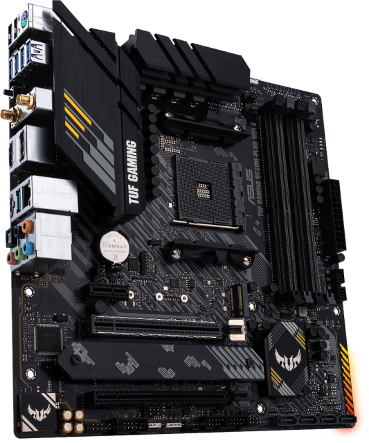 Дънна платка ASUS TUF GAMING B550M-PLUS WIFI II, AMD AM4, 4x DDR4, PCIe 4.0, 2x M.2 slots, 4x SATA 6Gb/s, Wi-Fi6+BTv5.2, HDMI, DP, micro ATX