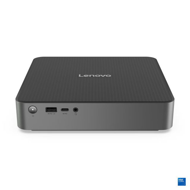 Компютър Lenovo IdeaCentre Mini 01IRH10R, Core 7 240H 16C (1.8 / 5.2 GHz, 24MB Cache), 16GB DDR5, 512GB SSD M.2 NVMe, Wi-Fi 6E + BT5.3, 1x RJ-45, Free DOS
