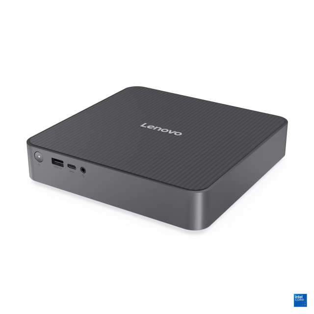 Компютър Lenovo IdeaCentre Mini 01IRH10R, Core 7 240H 16C (1.8 / 5.2 GHz, 24MB Cache), 16GB DDR5, 512GB SSD M.2 NVMe, Wi-Fi 6E + BT5.3, 1x RJ-45, Free DOS