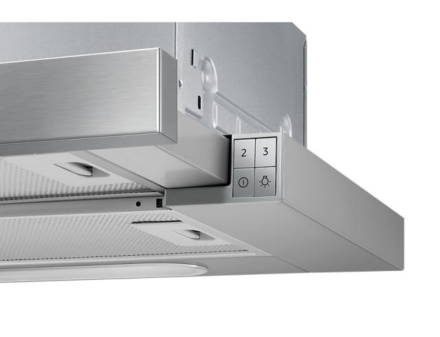 Аспиратор Samsung NK24M1030IS/UR, Wall Mount Telescopic Cooker Hood, Built-in, 60cm, Engine 1, 3 Gears of Extract, Noise Value 71 dBA, Energy Efficiency Class: C, Type of controls - Push button