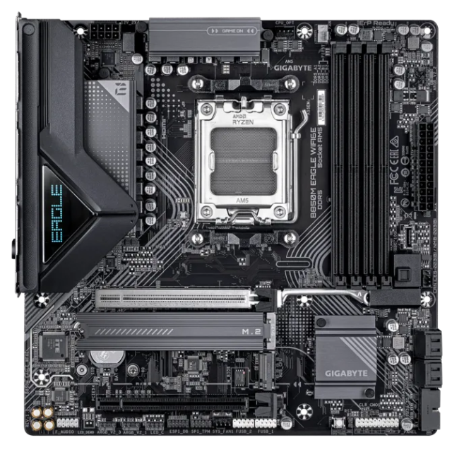 Дънна платка GIGABYTE B850M EAGLE WF6E, AM5, 4x DDR5, 2x M.2, 4x SATA 6Gb/s, WIFI 6E, Bluetooth v5.3, HDMI, DP, mATX