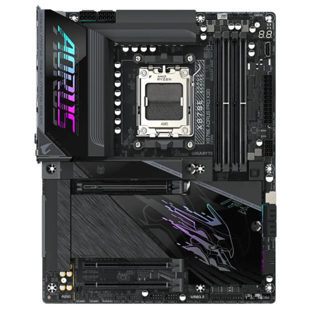 Дънна платка GIGABYTE X870E AORUS PRO X3D, AM5, 4x DDR5, 4 x M.2, 4 x SATA 6Gb/s, HDMI, ATX