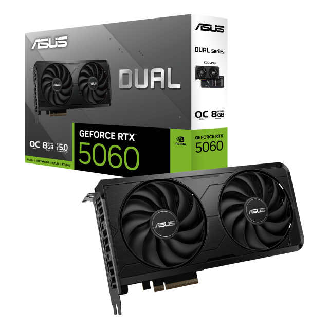 Видео карта ASUS DUAL RTX 5060 EVO OC 8GB GDDR7, 128-bit, HDMI, DisplayPort