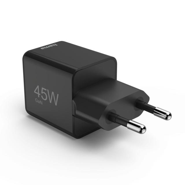 HAMA Бързо мини зарядно GaN, USB-C, PD, 45 W, черно