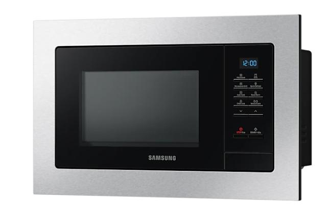 Микровълнова печка Samsung MG23A7013CT/OL, Built-in microwave grill, Ceramic Inside, 23l, 800 W, Blue LED Display, Black door, Stainless steel frame