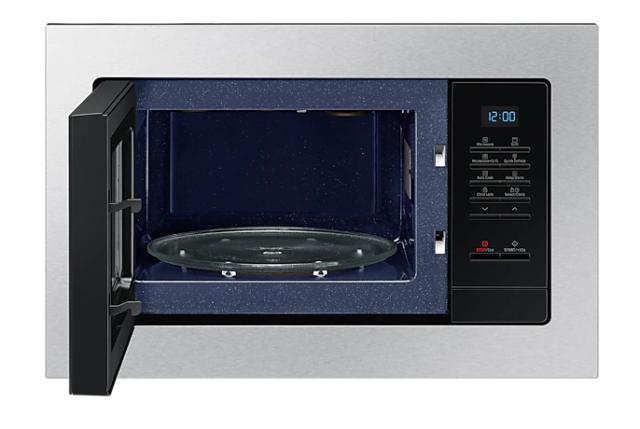 Микровълнова печка Samsung MG23A7013CT/OL, Built-in microwave grill, Ceramic Inside, 23l, 800 W, Blue LED Display, Black door, Stainless steel frame