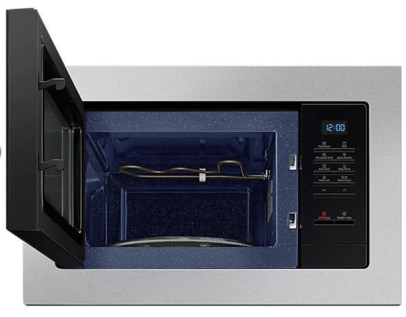 Микровълнова печка Samsung MG23A7013CT/OL, Built-in microwave grill, Ceramic Inside, 23l, 800 W, Blue LED Display, Black door, Stainless steel frame
