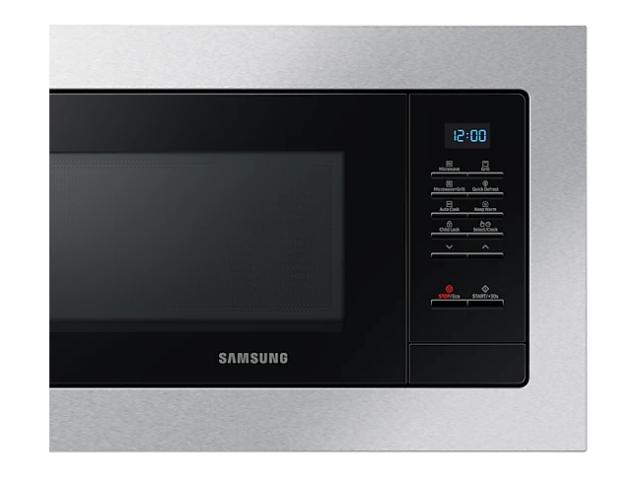 Микровълнова печка Samsung MG23A7013CT/OL, Built-in microwave grill, Ceramic Inside, 23l, 800 W, Blue LED Display, Black door, Stainless steel frame