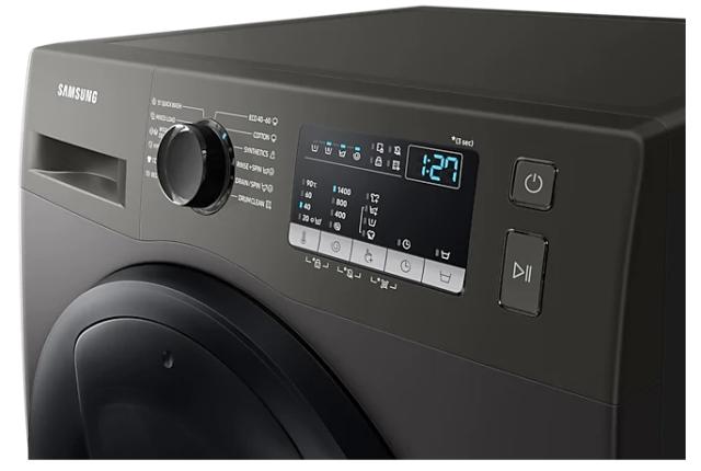 Пералня Samsung WW80T4540AX/LE, Washing Machine, 8 kg, 1400 rpm,  Energy Efficiency D, Add Wash,  Hygiene Steam, Spin Efficiency A, WiFi, Stainless steel, Black door